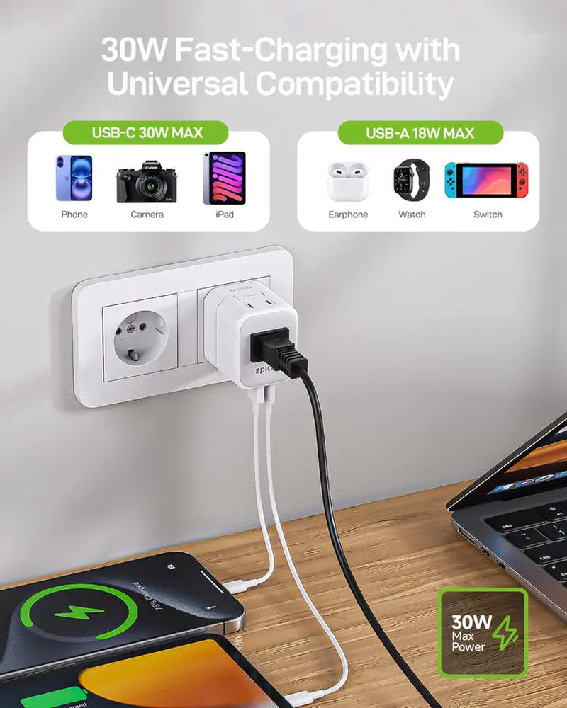 Hybrid Mini 30W Fast Charging Travel Adapter
