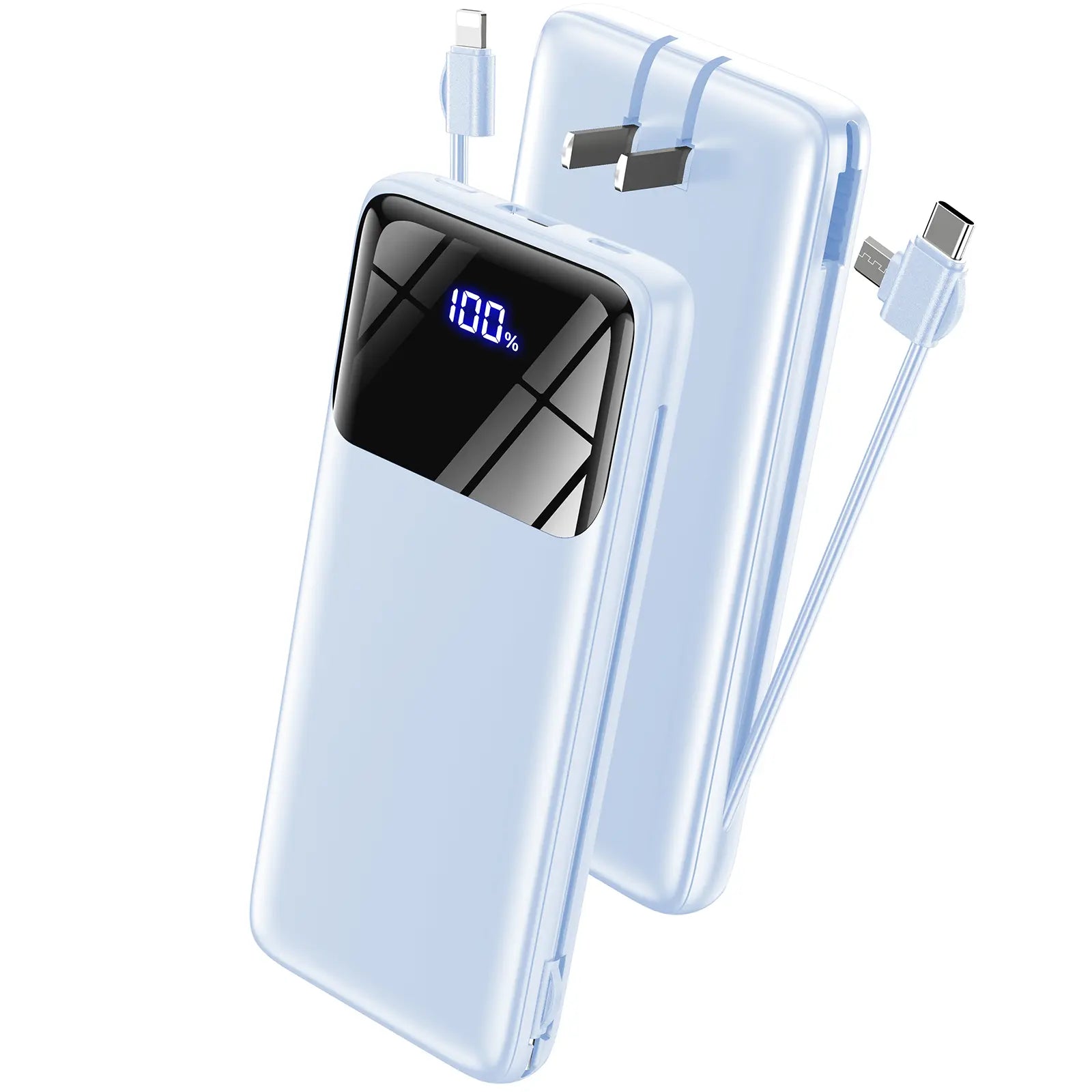 Power Bank, 10000Mah Portable Charger with 4 Built-In Cables, 22.5W Fast Charging, 6 Outputs, LED Display Battery Pack for Iphone Android Ipad Travel, K11 Summerwins