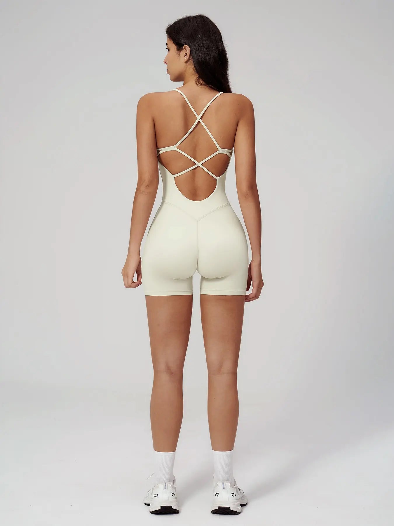 Cross-Border Backless Yoga, Fitness Dance Bodysuit, Butt Lifting, Ruched Micro Flare, Seamless Design, Ideal for Workout & Dance, Sleeveless Yoga Jumpsuits, Activewear Jumpsuit