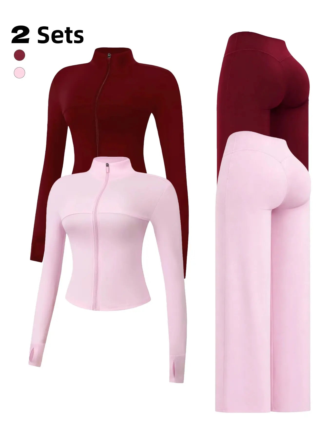 Yoga Set for Women, Long Sleeve Fitted Jacket + High Waist Pants, Quick Dry Sportswear for All Seasons, Perfect for Gym & Daily Wear