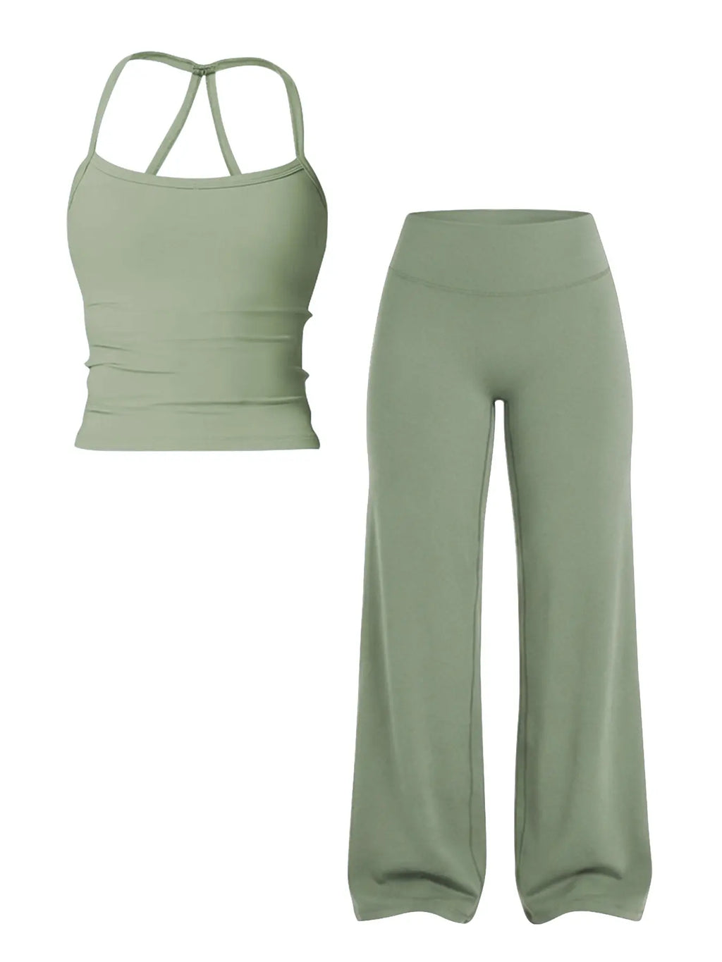 Women'S Solid Color Sporty Tank Top and Long Pants Set, Summer Comfortable Yoga, Casual Slim-Fit Mid-Waist Clothing Set, Athleisure Outfits