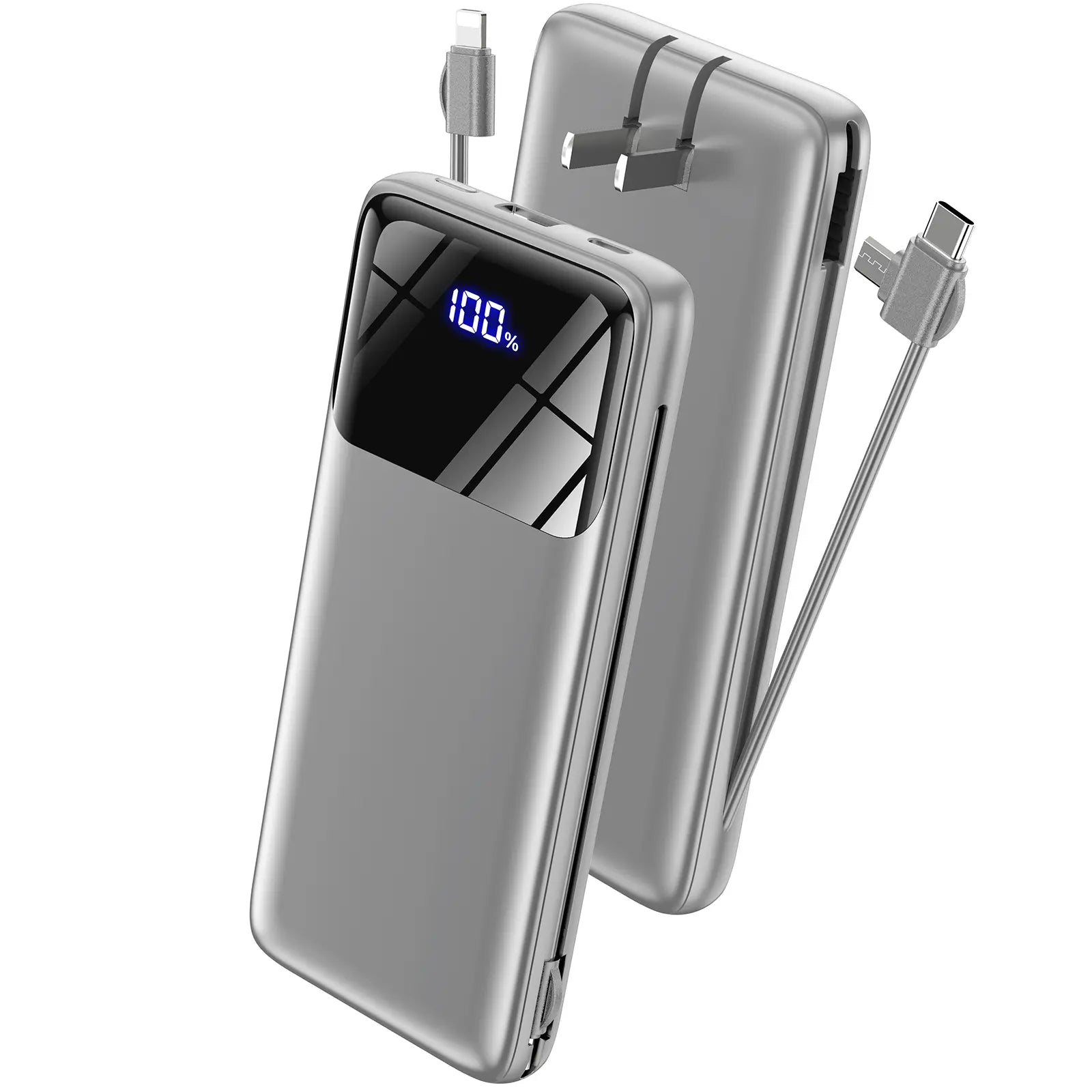 Power Bank, 10000Mah Portable Charger with 4 Built-In Cables, 22.5W Fast Charging, 6 Outputs, LED Display Battery Pack for Iphone Android Ipad Travel, K11 Summerwins