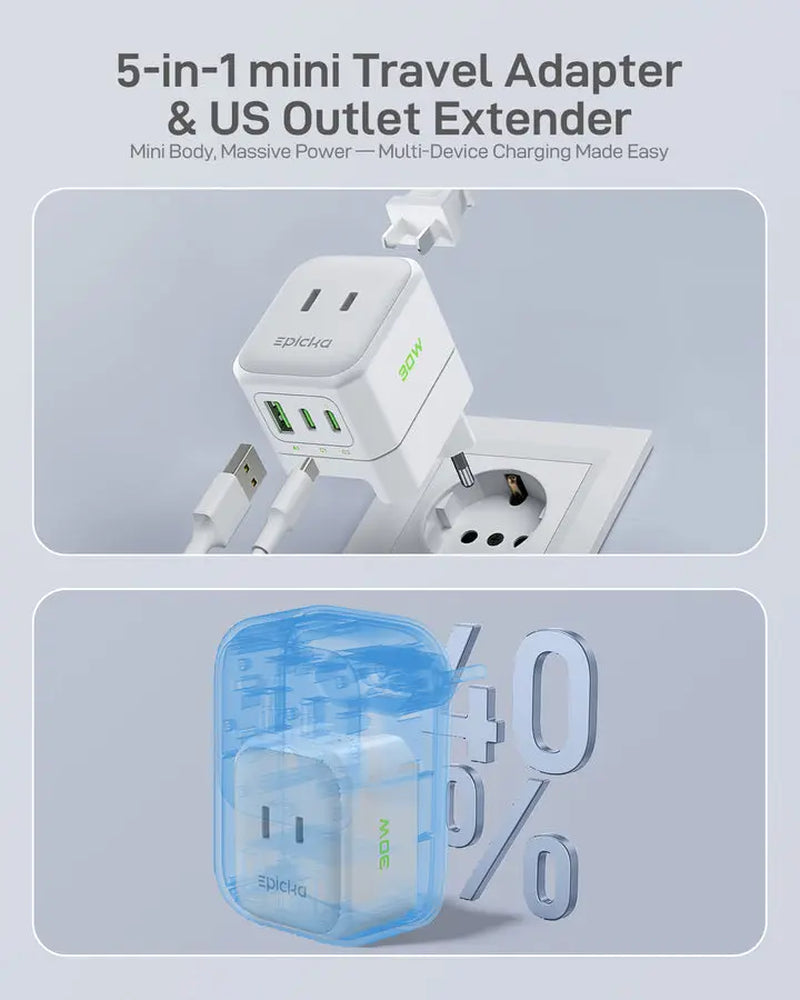 Hybrid Mini 30W Fast Charging Travel Adapter