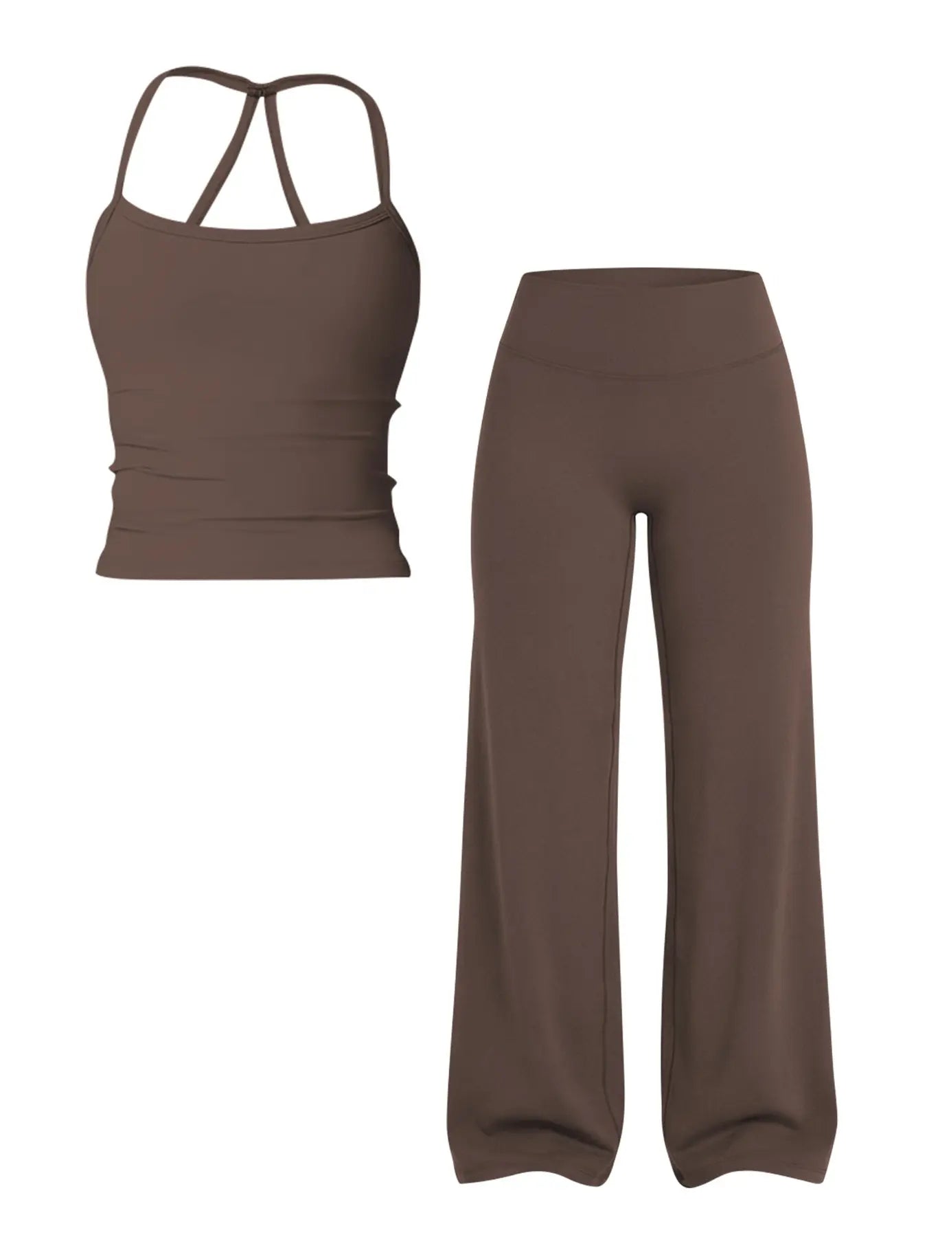 Women'S Solid Color Sporty Tank Top and Long Pants Set, Summer Comfortable Yoga, Casual Slim-Fit Mid-Waist Clothing Set, Athleisure Outfits