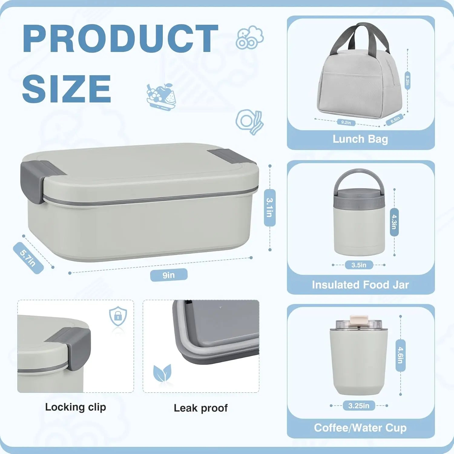 Elevate Your Lunch Experience with the Summerwins Bento Lunch Box Set - Complete with 10.5Oz Soup Thermo Food Jar, Leak-Proof Compartments, and Stylish Lunch Bag for Adults and Kids - Perfect for School, Travel, and Office!