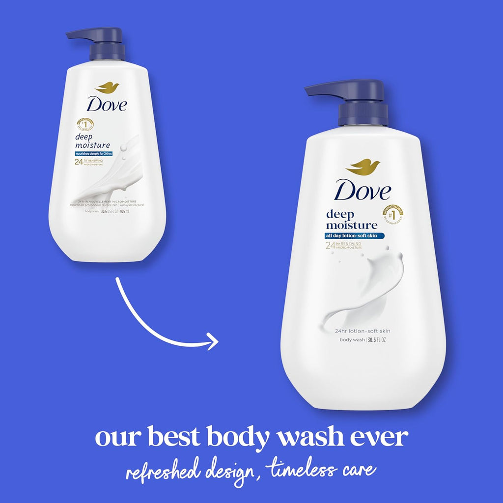 Dove Body Wash Deep Moisture for 24Hr Lotion-Soft Skin Moisture Moisturizing Skin Cleanser with No Sulfates No Parabens 30.6 Oz