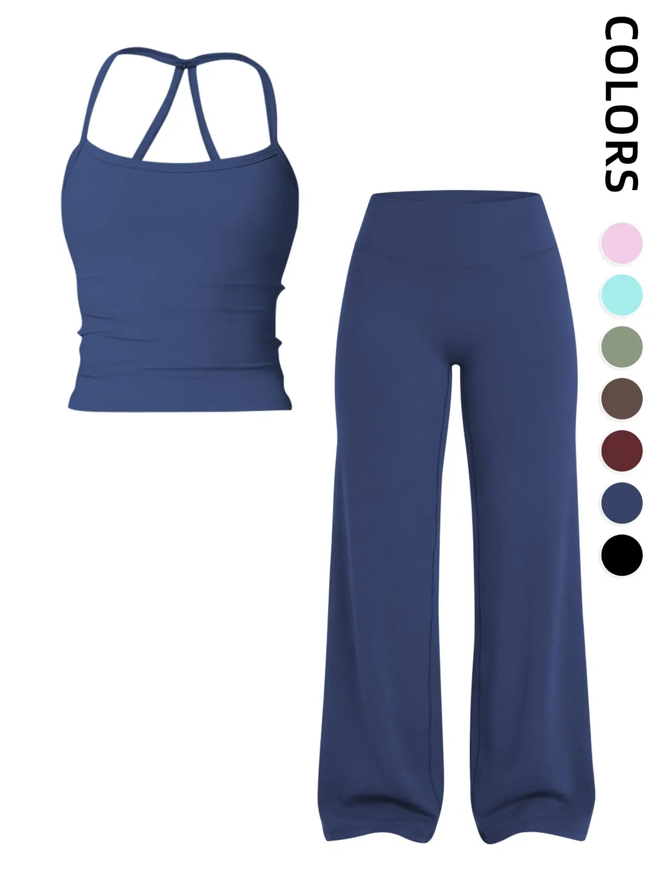 Women'S Solid Color Sporty Tank Top and Long Pants Set, Summer Comfortable Yoga, Casual Slim-Fit Mid-Waist Clothing Set, Athleisure Outfits