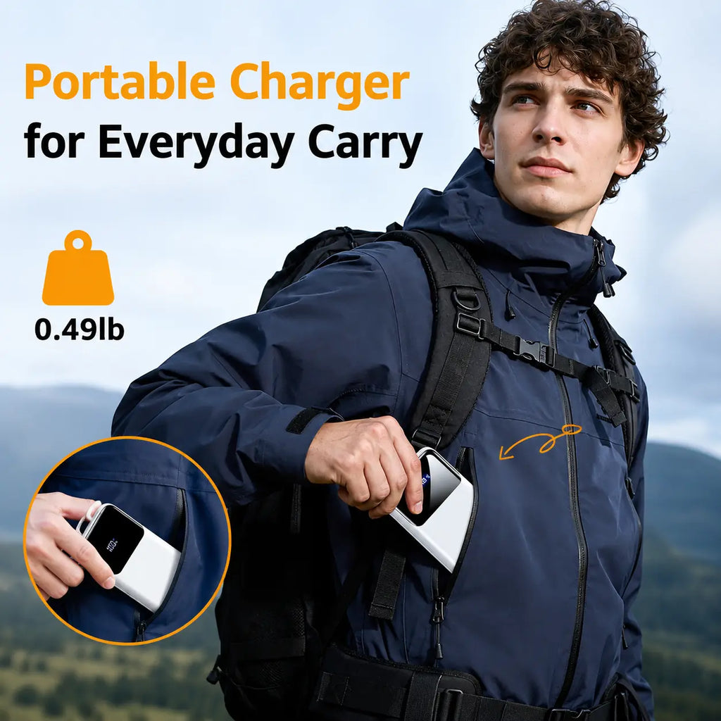 Power Bank, 10000Mah Portable Charger with 4 Built-In Cables, 22.5W Fast Charging, 6 Outputs, LED Display Battery Pack for Iphone Android Ipad Travel, K11 Summerwins