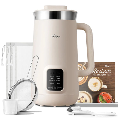 Bear 8-in-1 Nut Milk Maker: Create Fresh Soy, Almond, Oat Milk & More with Self-Cleaning and Delay Features