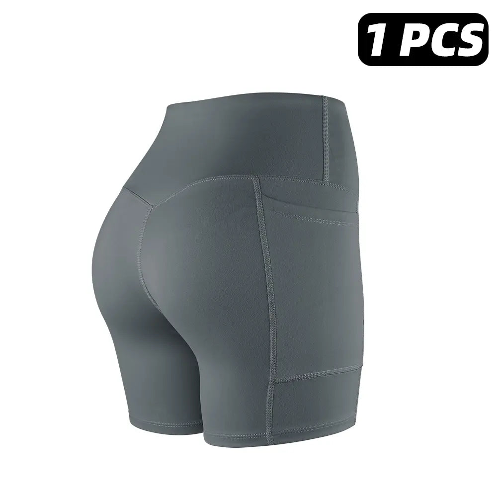 【LOCAL SHIPPING】1/3/4/6-PACK NO FRONT SEAM & BUTT LIFTING SHORTS with Pockets S-2XL - 2026 New Women'S High Waist Tummy Control 5'' Shorts with 1'' Elastic Waistband Yoga Wear Fitness Yoga Gym Activewear