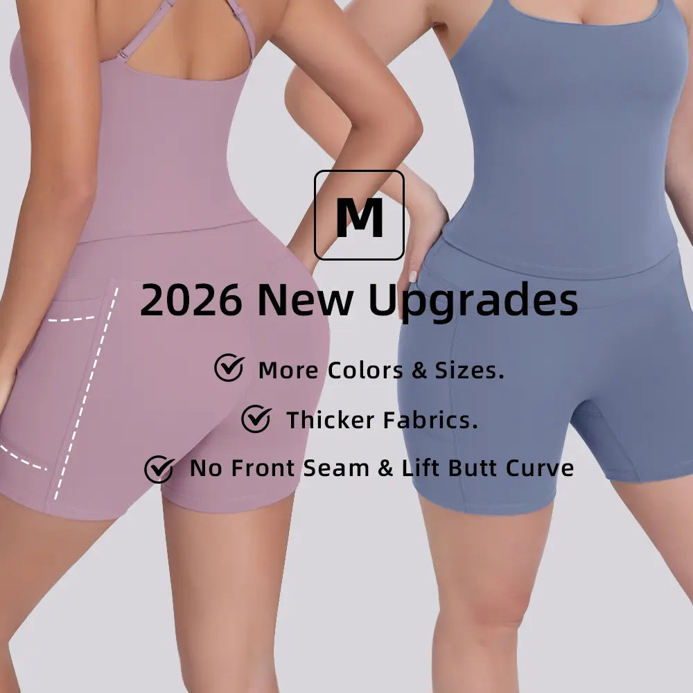 【LOCAL SHIPPING】1/3/4/6-PACK NO FRONT SEAM & BUTT LIFTING SHORTS with Pockets S-2XL - 2026 New Women'S High Waist Tummy Control 5'' Shorts with 1'' Elastic Waistband Yoga Wear Fitness Yoga Gym Activewear