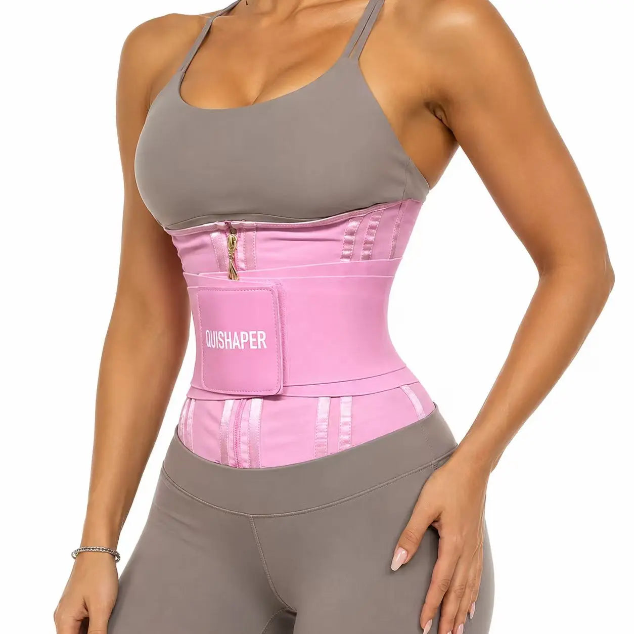 QUISHAPER Breathable Waist Trainer Belt Cincher Trimmer Tummy Control Body Shaper Women and Men for Corset Sport Workout Postpartum Belly Band Gym Beauty Shapewear Girdle Zipper Hooks Womenswear