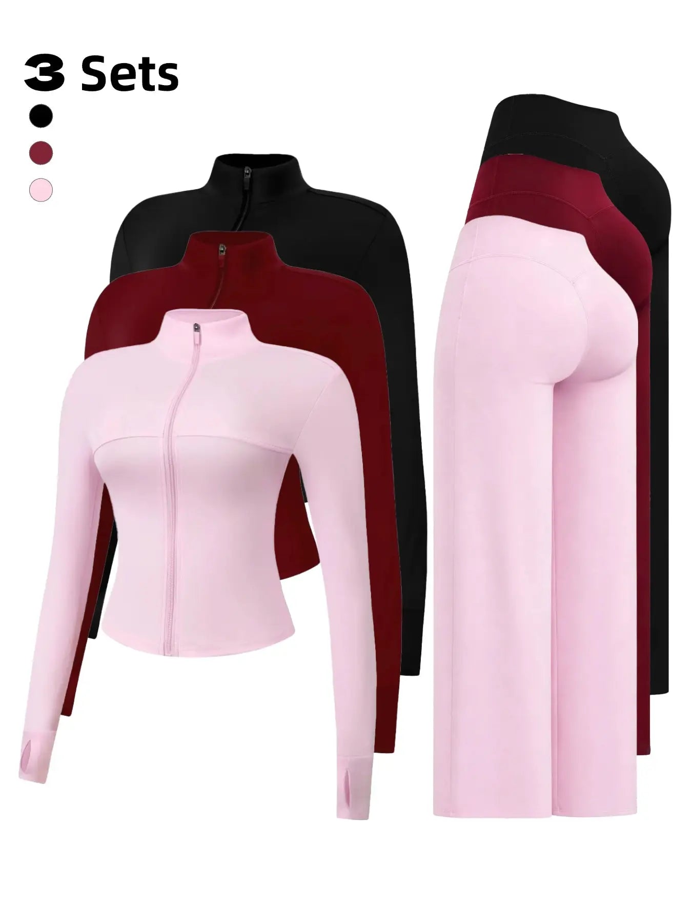 Yoga Set for Women, Long Sleeve Fitted Jacket + High Waist Pants, Quick Dry Sportswear for All Seasons, Perfect for Gym & Daily Wear