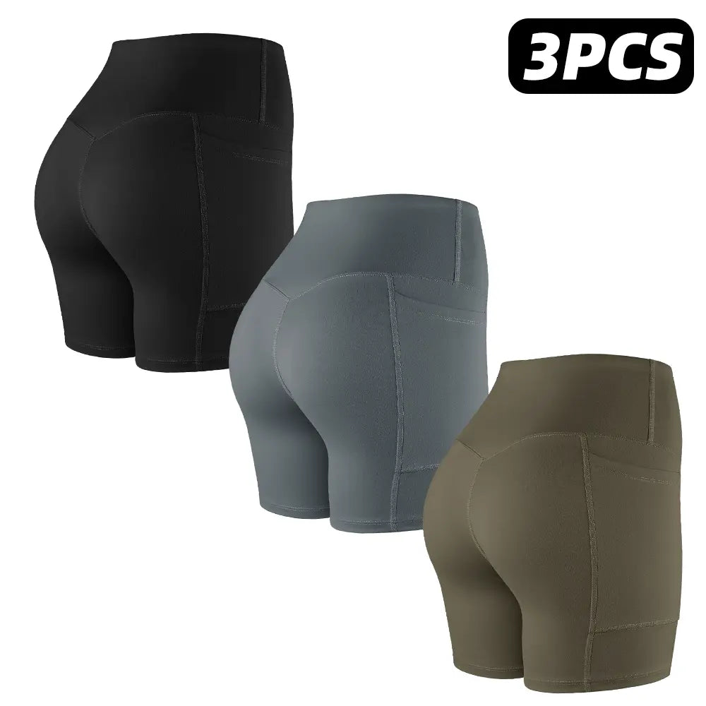 【LOCAL SHIPPING】1/3/4/6-PACK NO FRONT SEAM & BUTT LIFTING SHORTS with Pockets S-2XL - 2026 New Women'S High Waist Tummy Control 5'' Shorts with 1'' Elastic Waistband Yoga Wear Fitness Yoga Gym Activewear