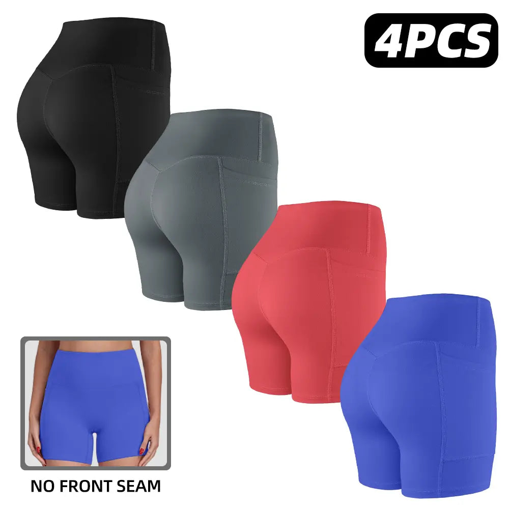 【LOCAL SHIPPING】1/3/4/6-PACK NO FRONT SEAM & BUTT LIFTING SHORTS with Pockets S-2XL - 2026 New Women'S High Waist Tummy Control 5'' Shorts with 1'' Elastic Waistband Yoga Wear Fitness Yoga Gym Activewear