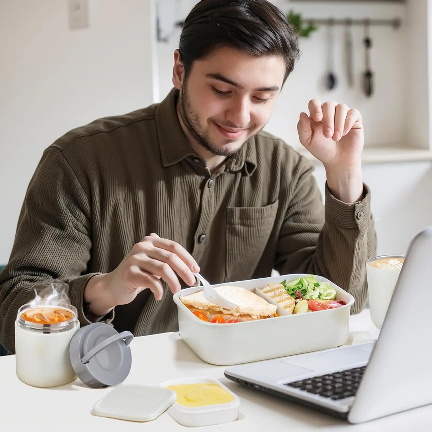 Elevate Your Lunch Experience with the Summerwins Bento Lunch Box Set - Complete with 10.5Oz Soup Thermo Food Jar, Leak-Proof Compartments, and Stylish Lunch Bag for Adults and Kids - Perfect for School, Travel, and Office!