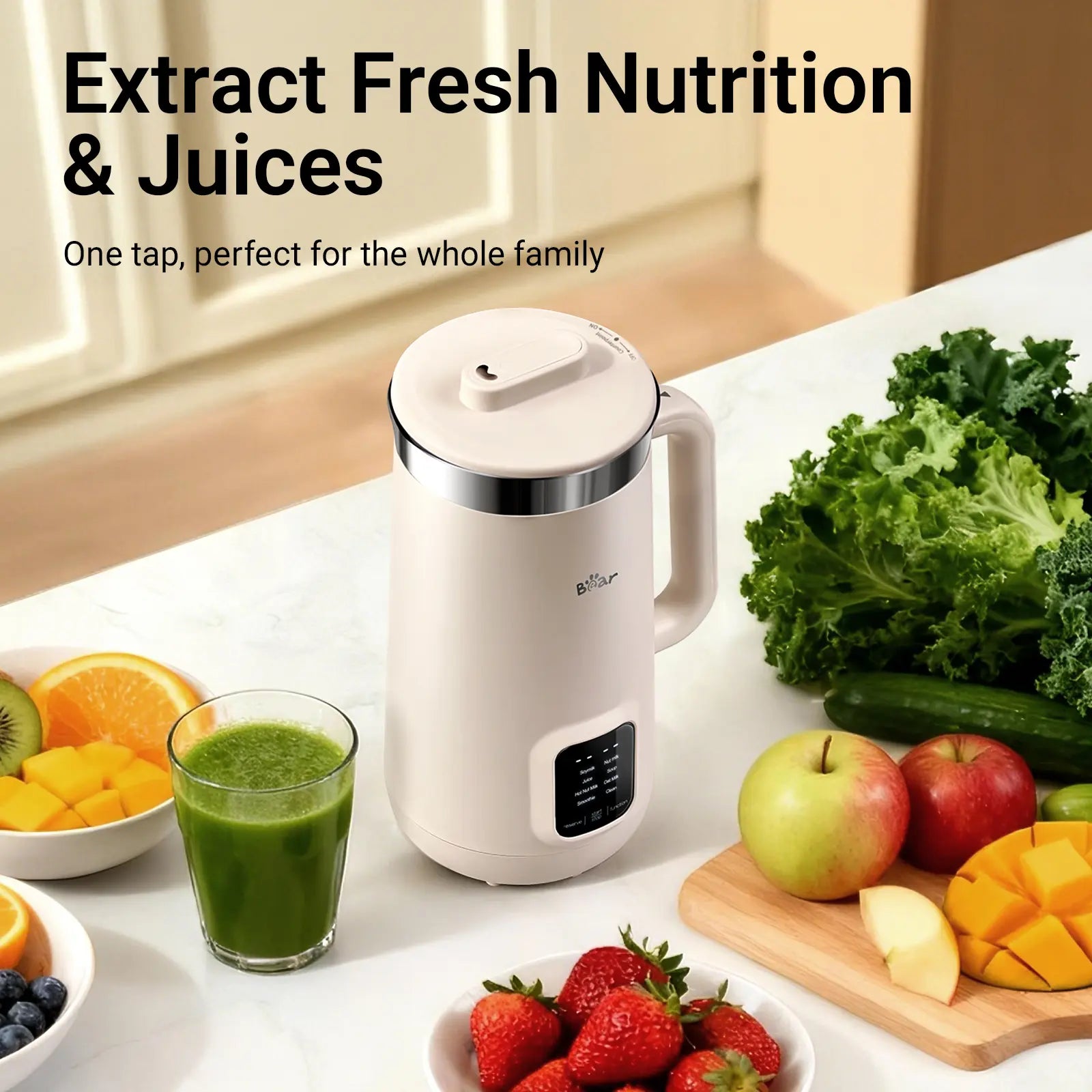 Bear 8-in-1 Nut Milk Maker: Create Fresh Soy, Almond, Oat Milk & More with Self-Cleaning and Delay Features