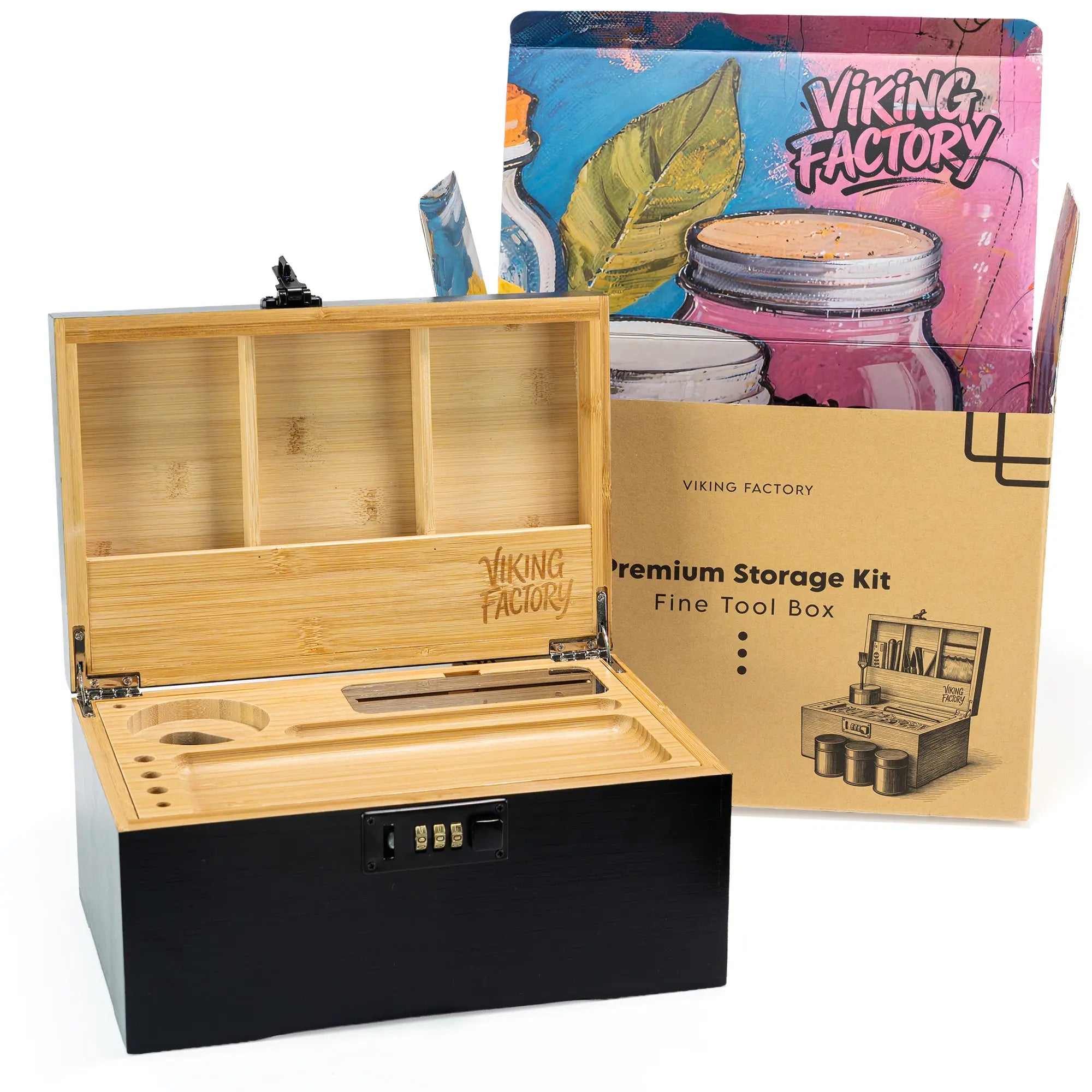 Viking Factory Large Bamboo Storage Box, Elegant Home Office Decorative Organizer Set | Mortise Tenon Crafted