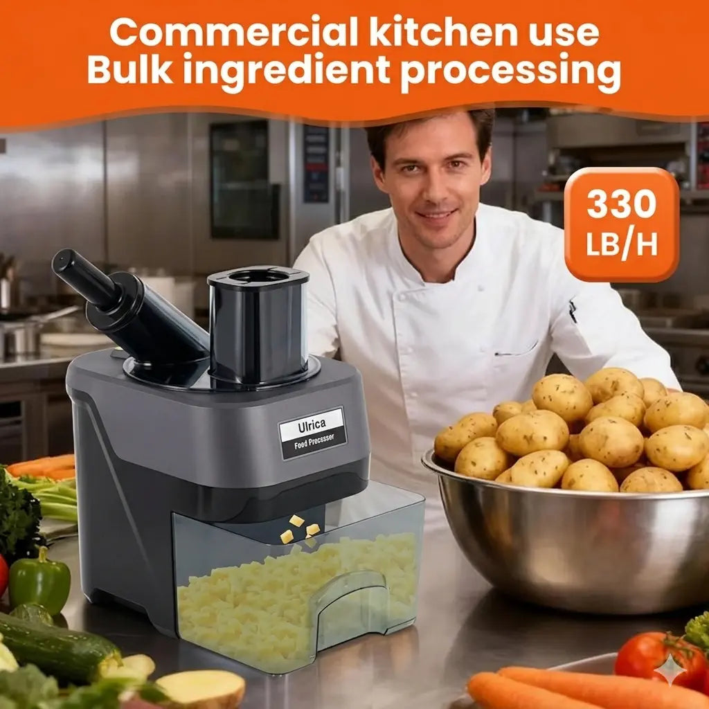 Effortless Meal Prep with the ULRICA 4-In-1 Electric Vegetable Cutter & Dicer – Your Ultimate Kitchen Companion for Quick and Easy Salad, French Fries, and Vegetable Slicing!