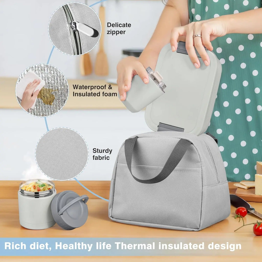 Elevate Your Lunch Experience with the Summerwins Bento Lunch Box Set - Complete with 10.5Oz Soup Thermo Food Jar, Leak-Proof Compartments, and Stylish Lunch Bag for Adults and Kids - Perfect for School, Travel, and Office!