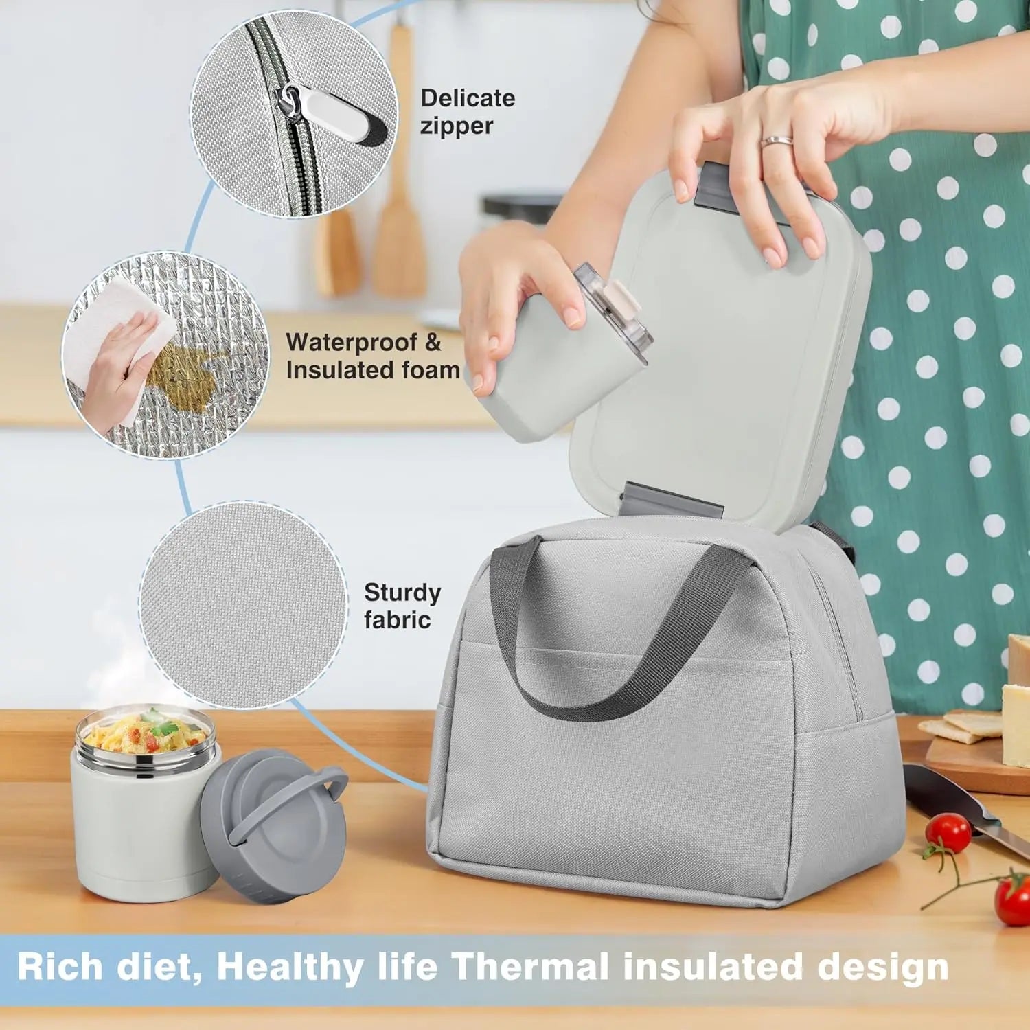 Elevate Your Lunch Experience with the Summerwins Bento Lunch Box Set - Complete with 10.5Oz Soup Thermo Food Jar, Leak-Proof Compartments, and Stylish Lunch Bag for Adults and Kids - Perfect for School, Travel, and Office!