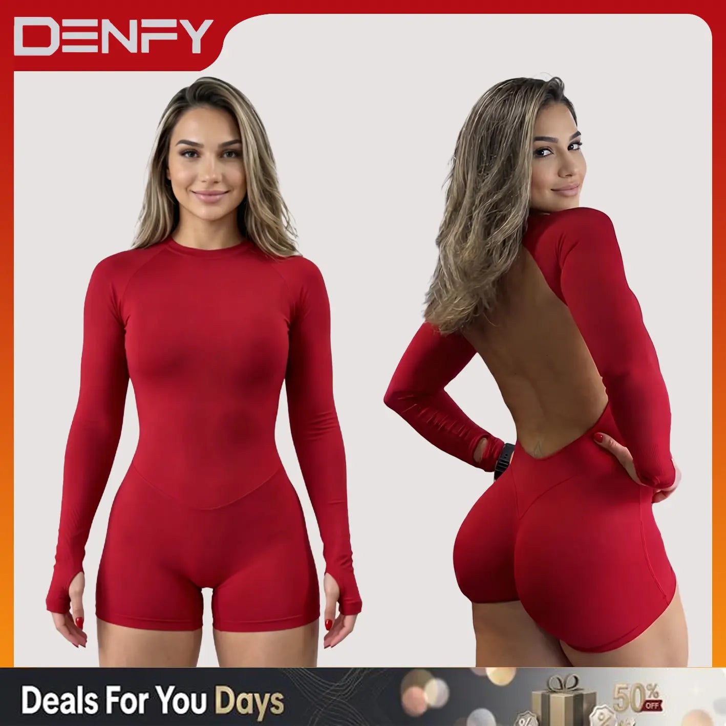 Elevate Your Workout with the DENFY Impact Long Sleeve One Piece Unitard - Ultimate Fitness Gym Bralette for All Seasons