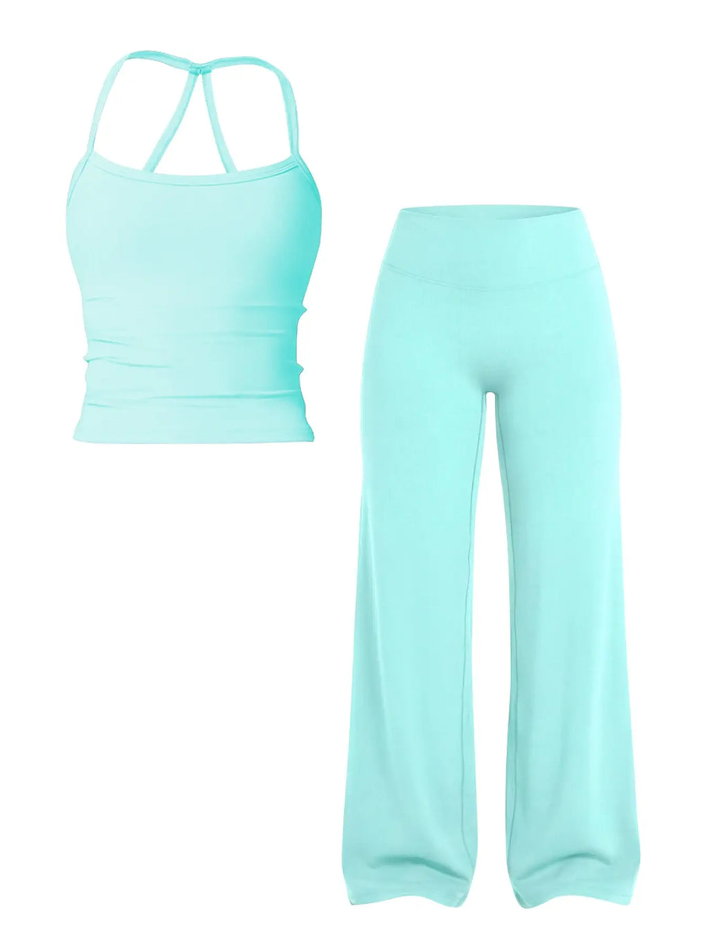 Women'S Solid Color Sporty Tank Top and Long Pants Set, Summer Comfortable Yoga, Casual Slim-Fit Mid-Waist Clothing Set, Athleisure Outfits