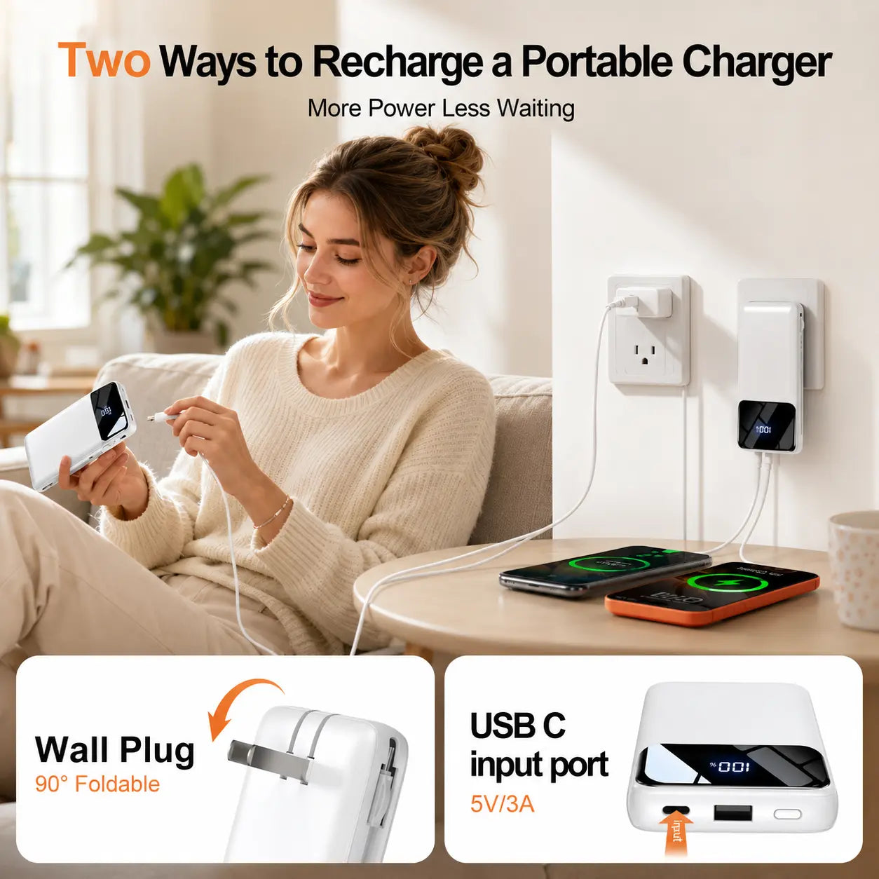 Power Bank, 10000Mah Portable Charger with 4 Built-In Cables, 22.5W Fast Charging, 6 Outputs, LED Display Battery Pack for Iphone Android Ipad Travel, K11 Summerwins