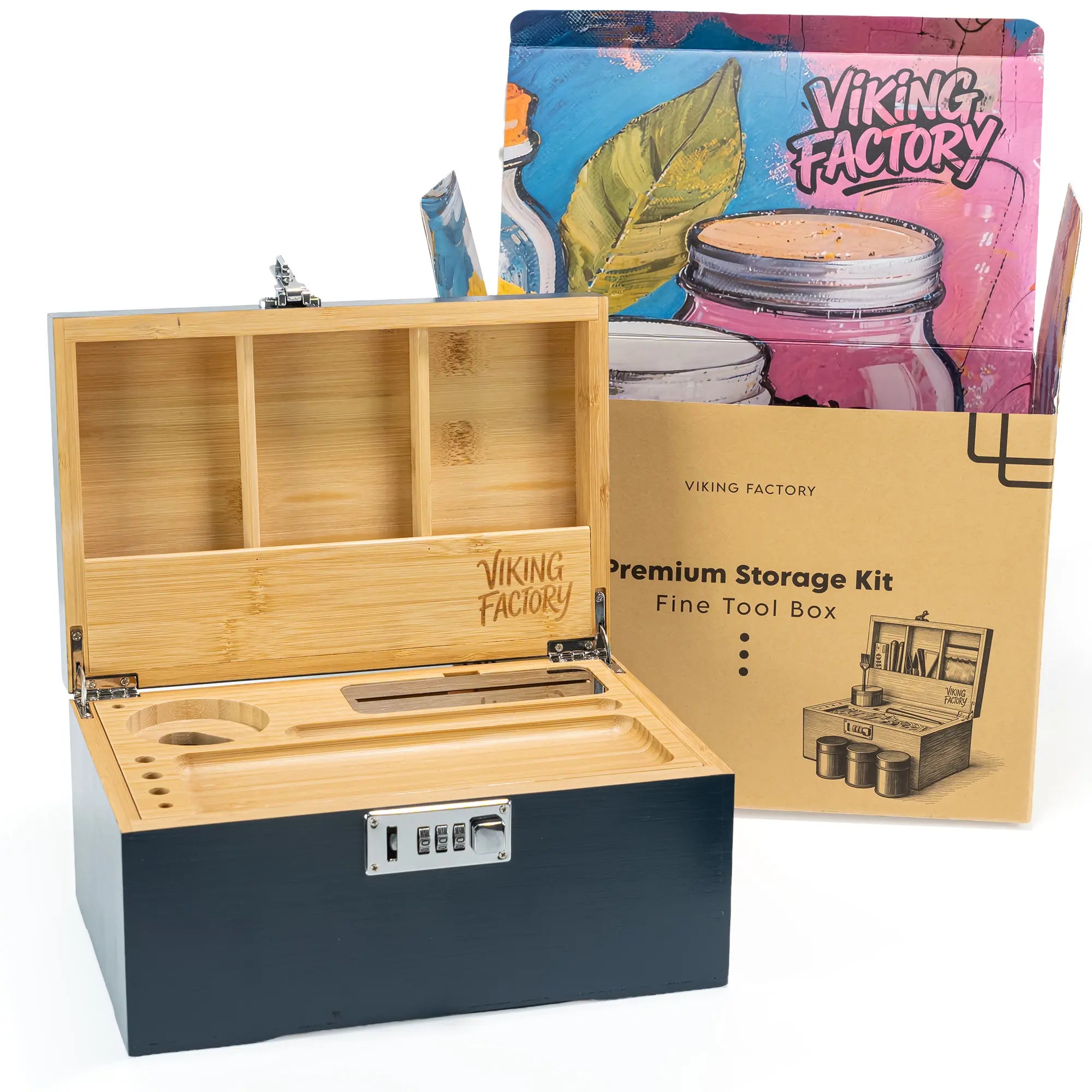 Viking Factory Large Bamboo Storage Box, Elegant Home Office Decorative Organizer Set | Mortise Tenon Crafted