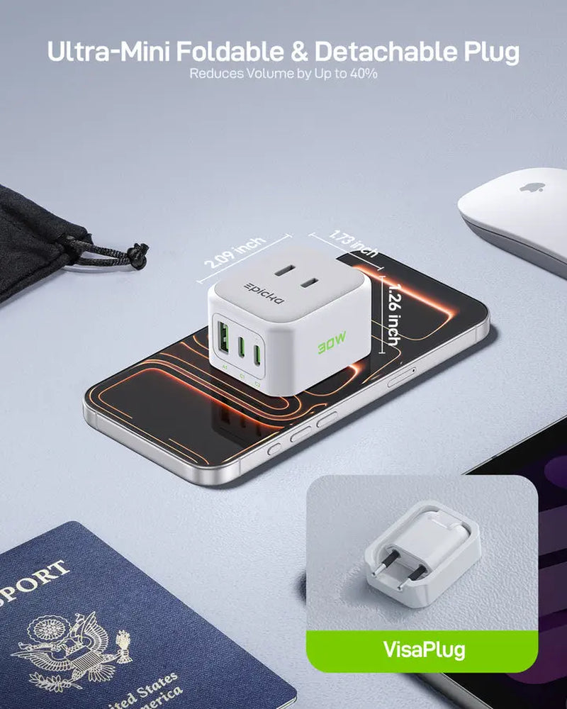 Hybrid Mini 30W Fast Charging Travel Adapter