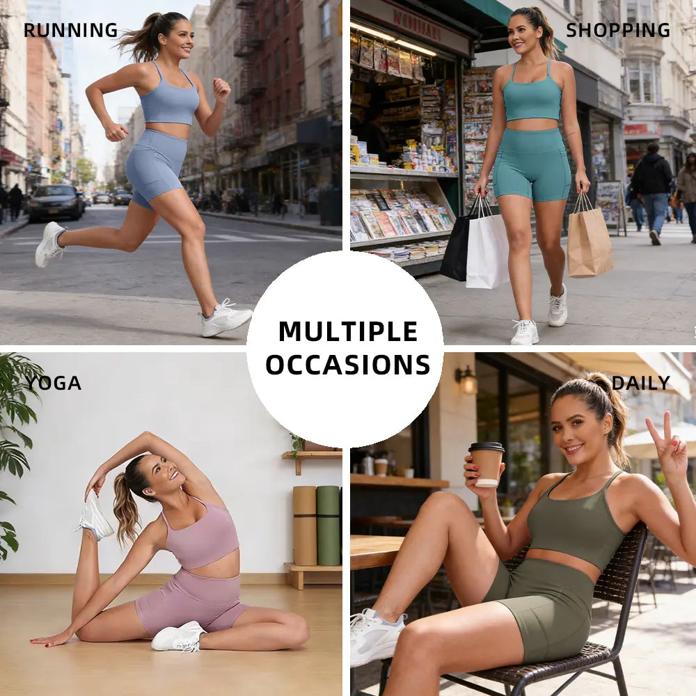 【LOCAL SHIPPING】1/3/4/6-PACK NO FRONT SEAM & BUTT LIFTING SHORTS with Pockets S-2XL - 2026 New Women'S High Waist Tummy Control 5'' Shorts with 1'' Elastic Waistband Yoga Wear Fitness Yoga Gym Activewear