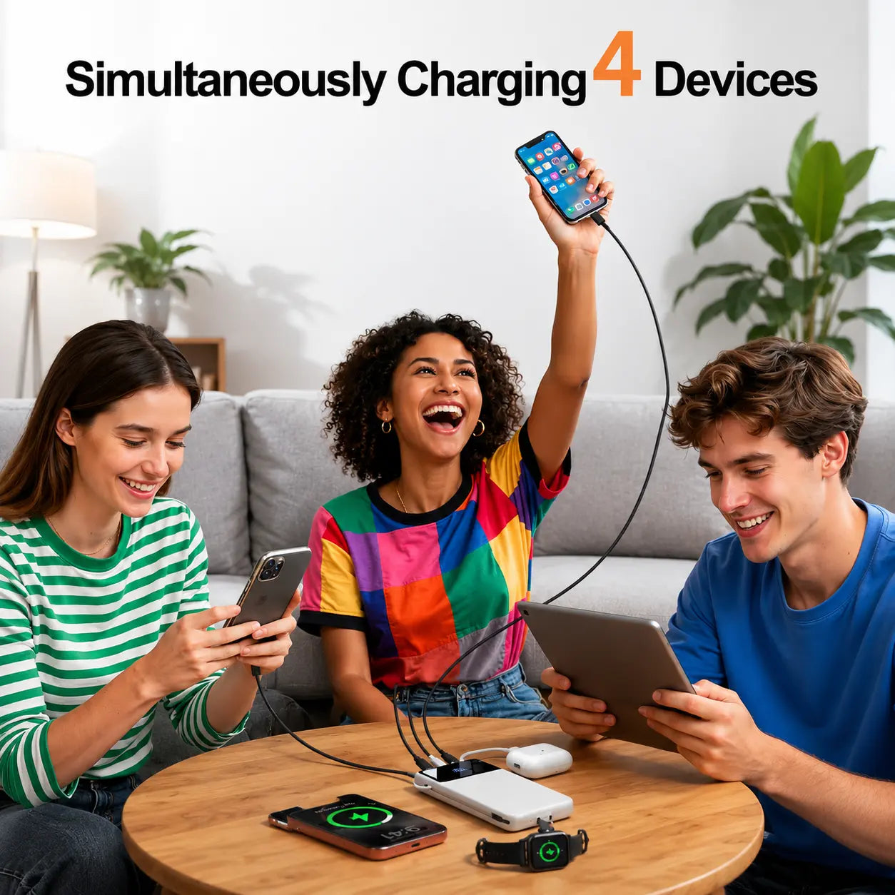 Power Bank, 10000Mah Portable Charger with 4 Built-In Cables, 22.5W Fast Charging, 6 Outputs, LED Display Battery Pack for Iphone Android Ipad Travel, K11 Summerwins