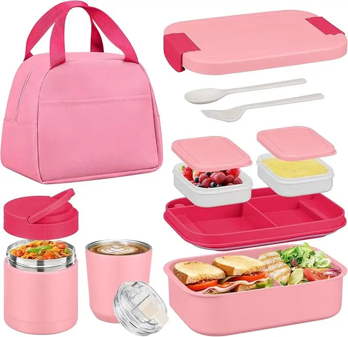 Elevate Your Lunch Experience with the Summerwins Bento Lunch Box Set - Complete with 10.5Oz Soup Thermo Food Jar, Leak-Proof Compartments, and Stylish Lunch Bag for Adults and Kids - Perfect for School, Travel, and Office!