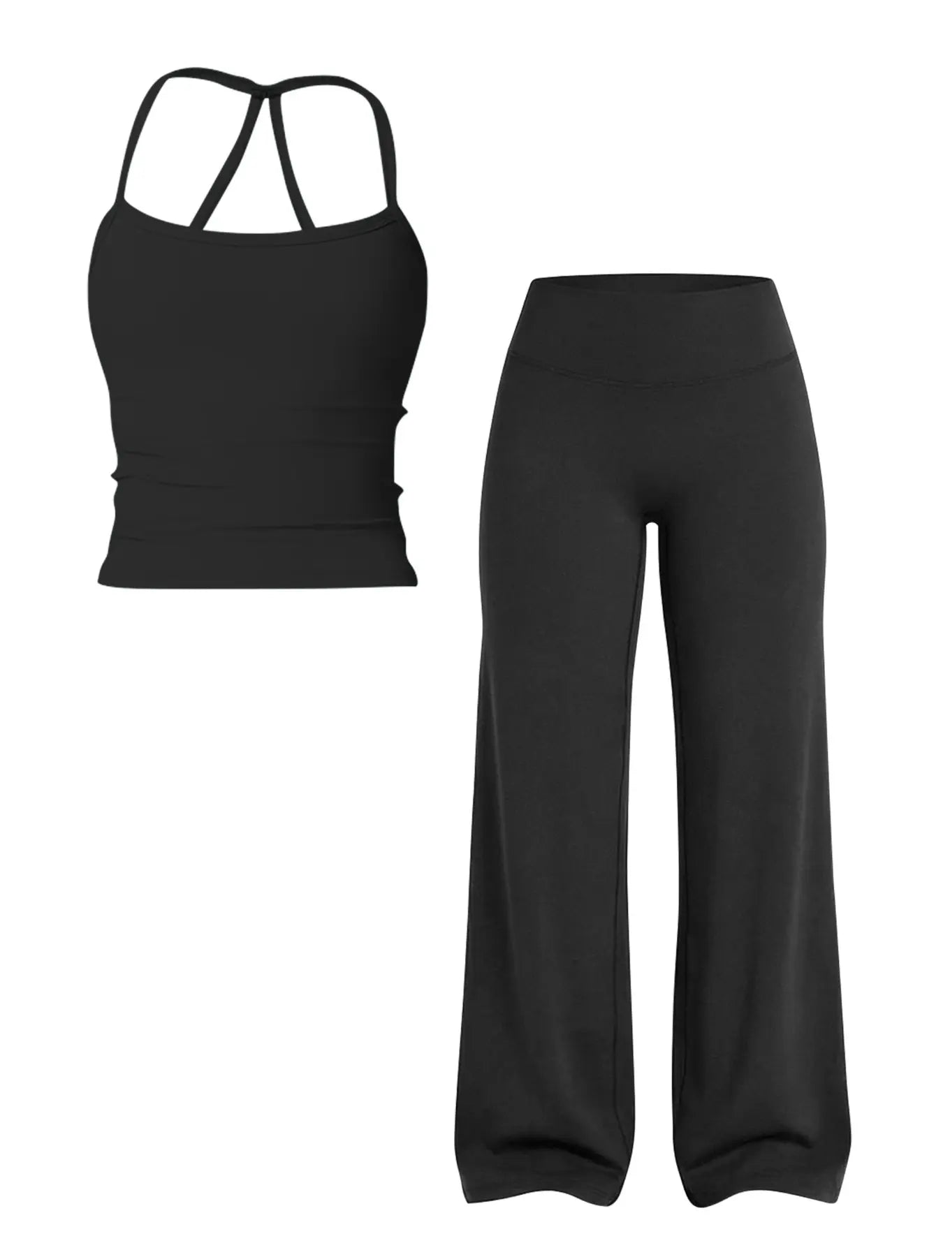 Women'S Solid Color Sporty Tank Top and Long Pants Set, Summer Comfortable Yoga, Casual Slim-Fit Mid-Waist Clothing Set, Athleisure Outfits